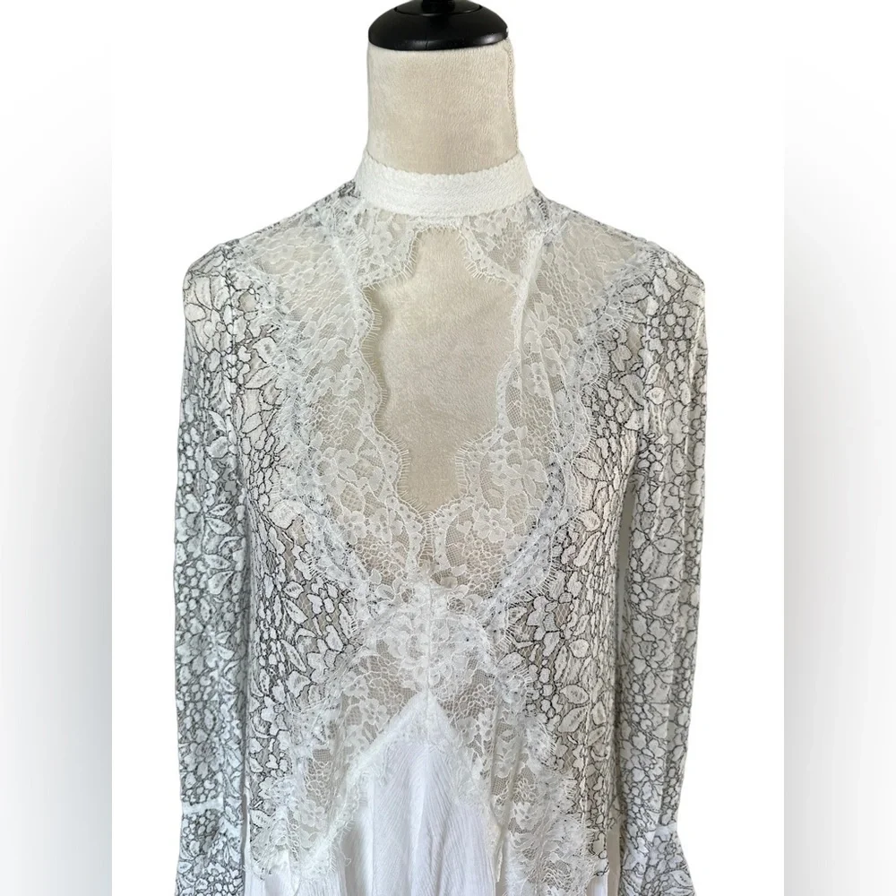Free People Tell Tale Cutout lace tunic ivory top